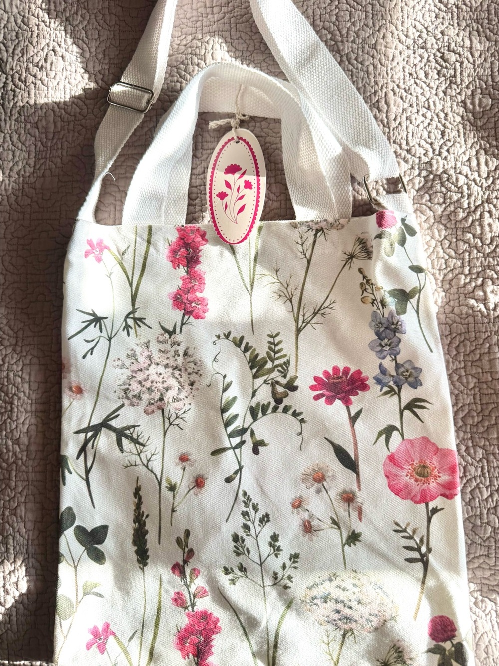 100% Cotton Floral Canvas Tote - Picture 2 of 6